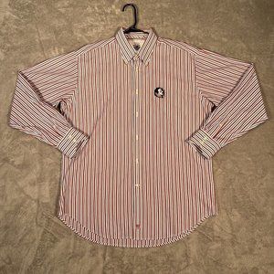 Florida State Seminoles Button Down Men's Large Red Striped Thomas Dean Shirt